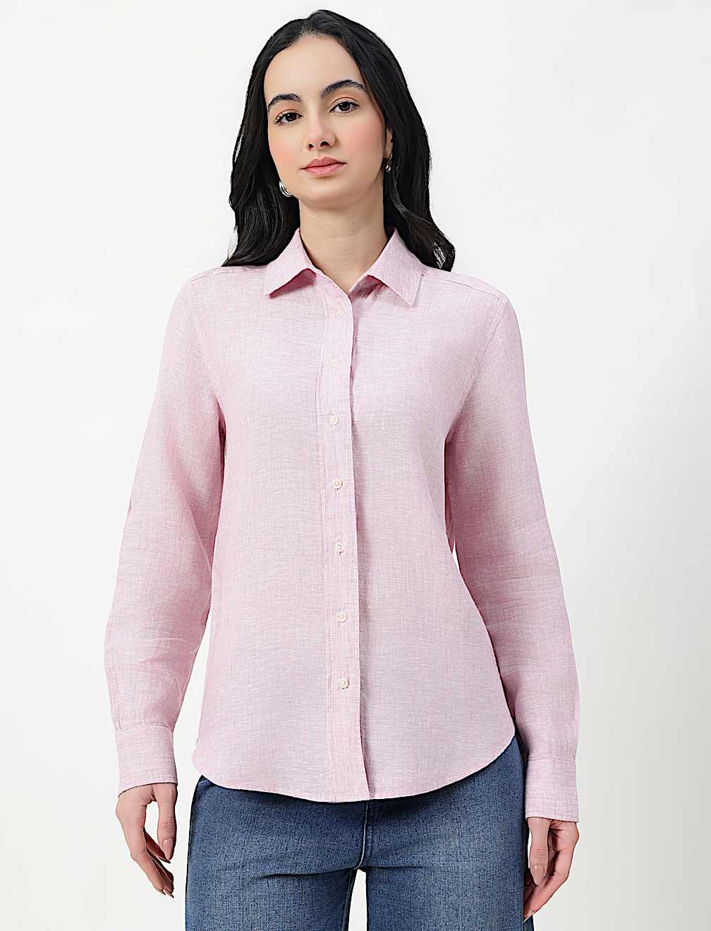 Pure Linen Spread Collar Shirt