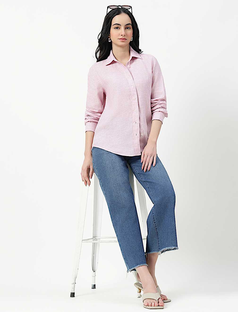 Pure Linen Spread Collar Shirt