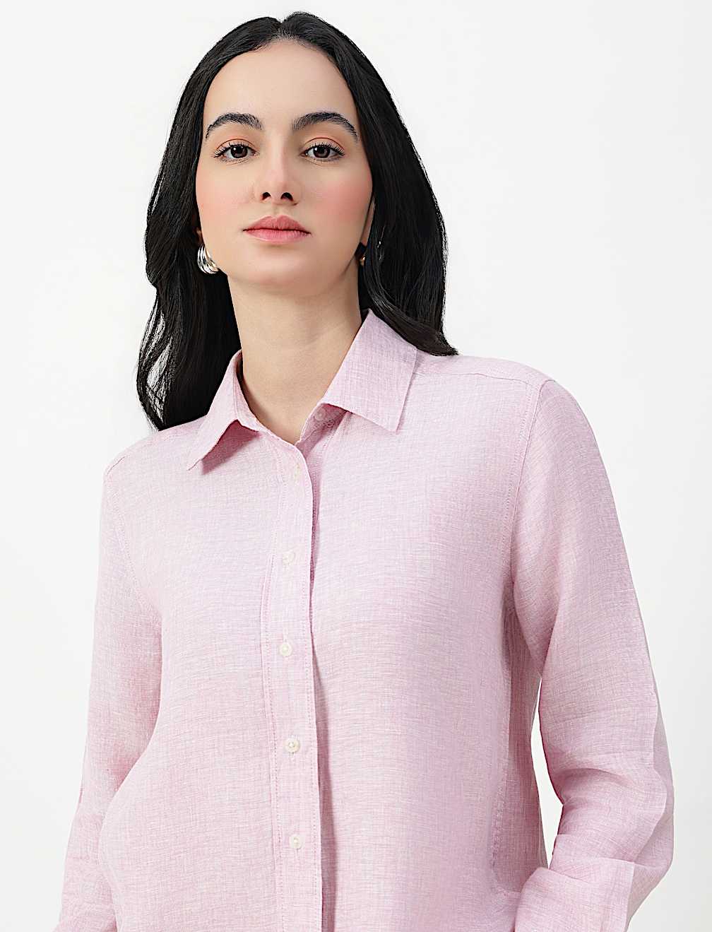 Pure Linen Spread Collar Shirt
