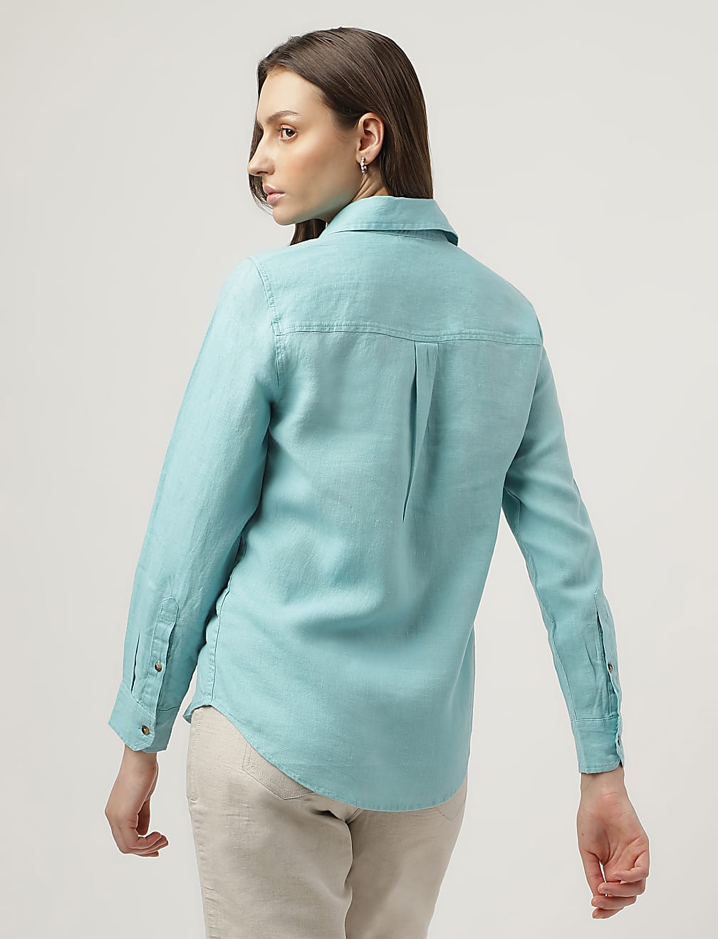 Pure Linen Spread Collar Shirt