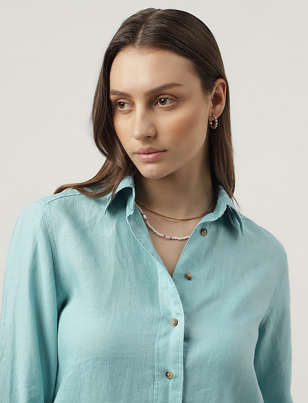 Pure Linen Spread Collar Shirt