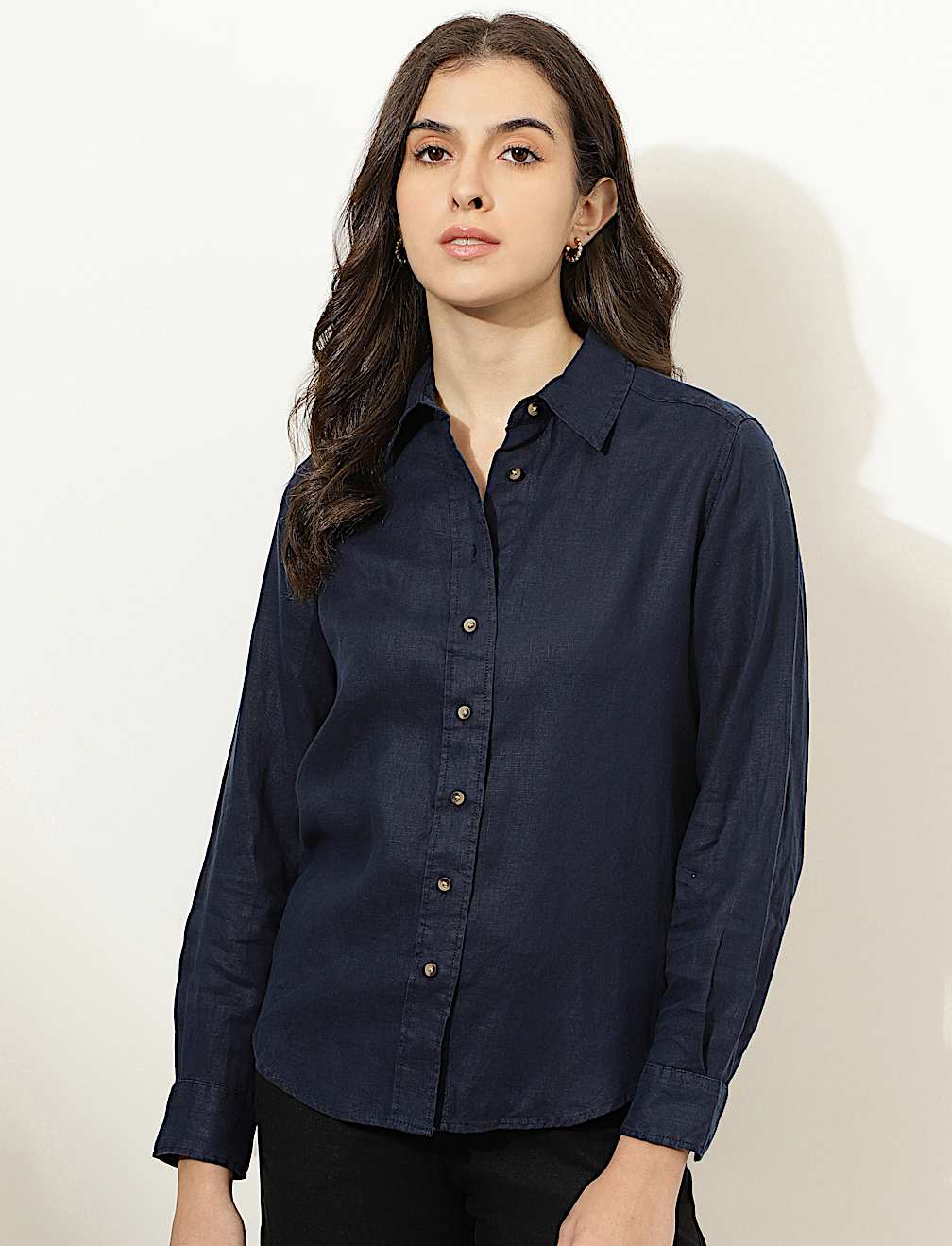 Pure Linen Spread Collar Shirt