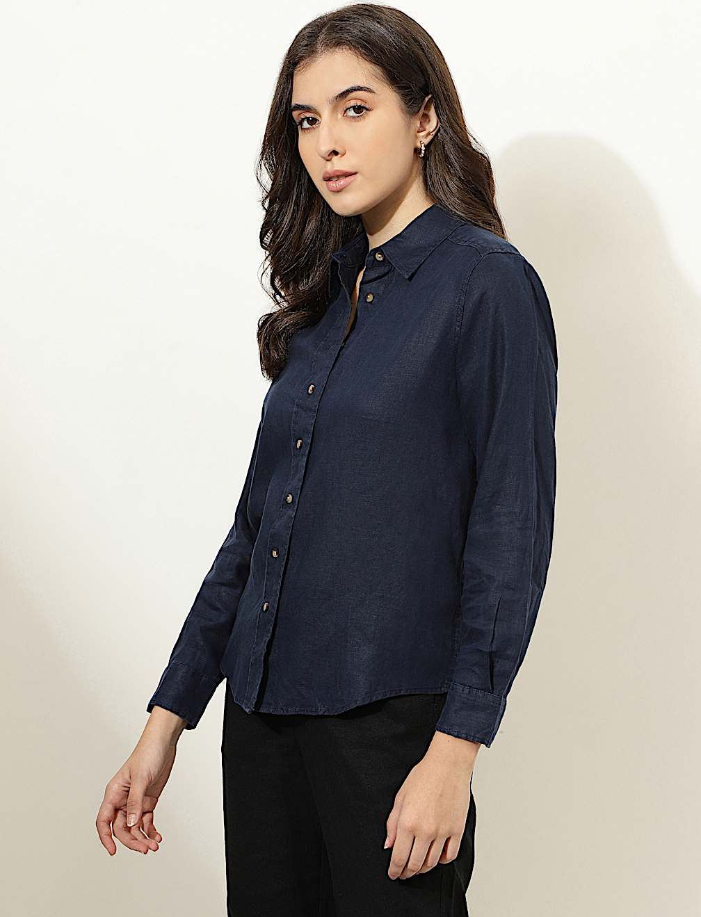 Pure Linen Spread Collar Shirt