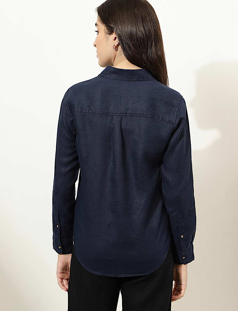 Pure Linen Spread Collar Shirt