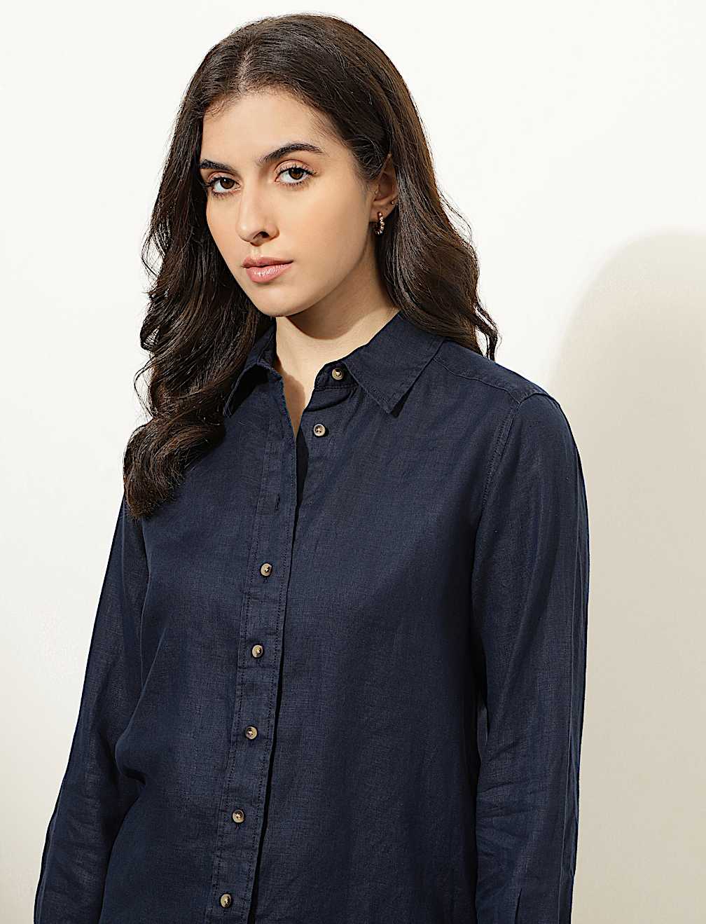 Pure Linen Spread Collar Shirt