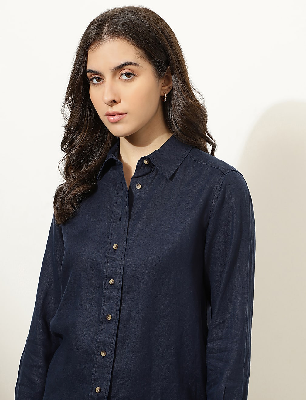 Pure Linen Spread Collar Shirt