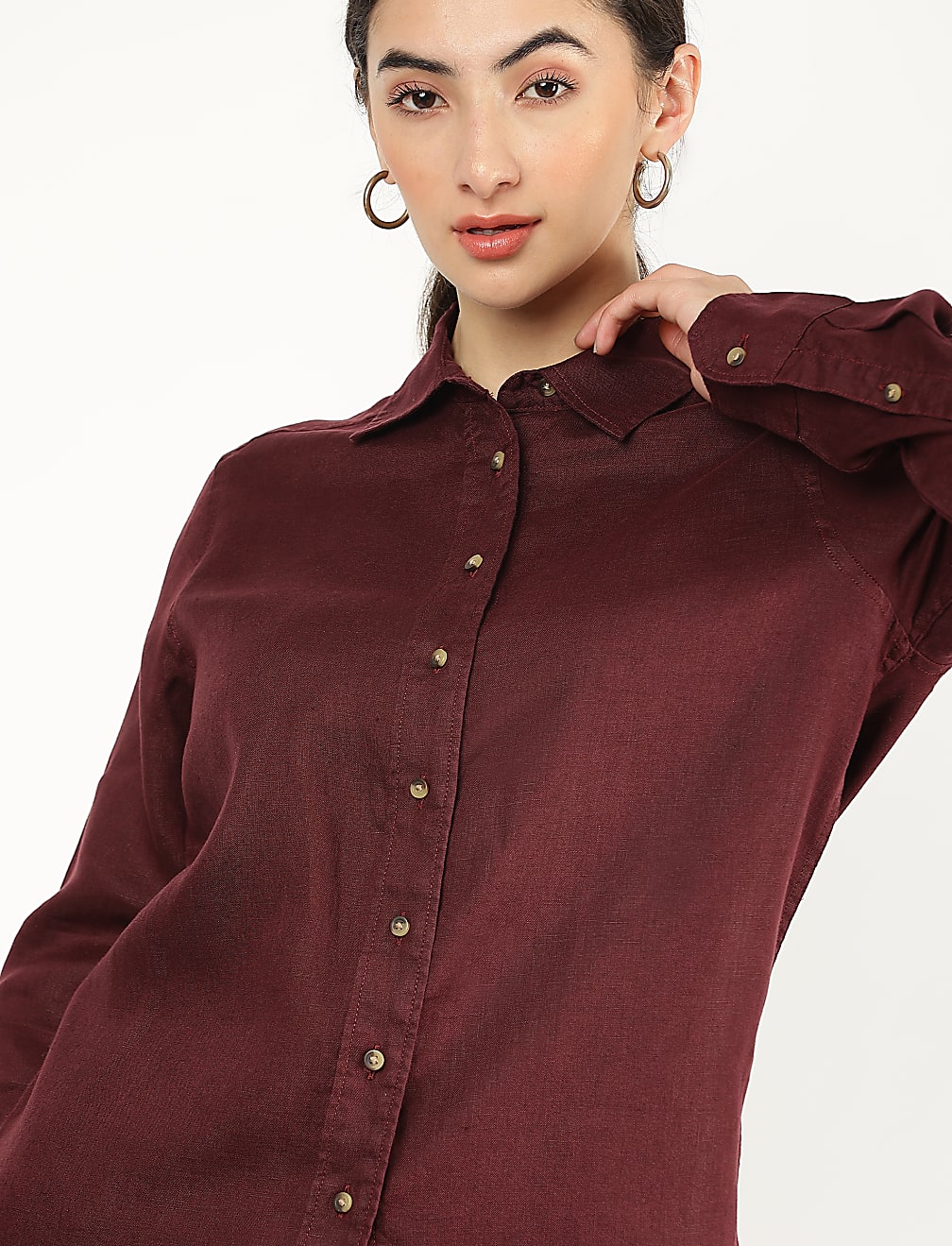 Pure Linen Spread Collar Shirt