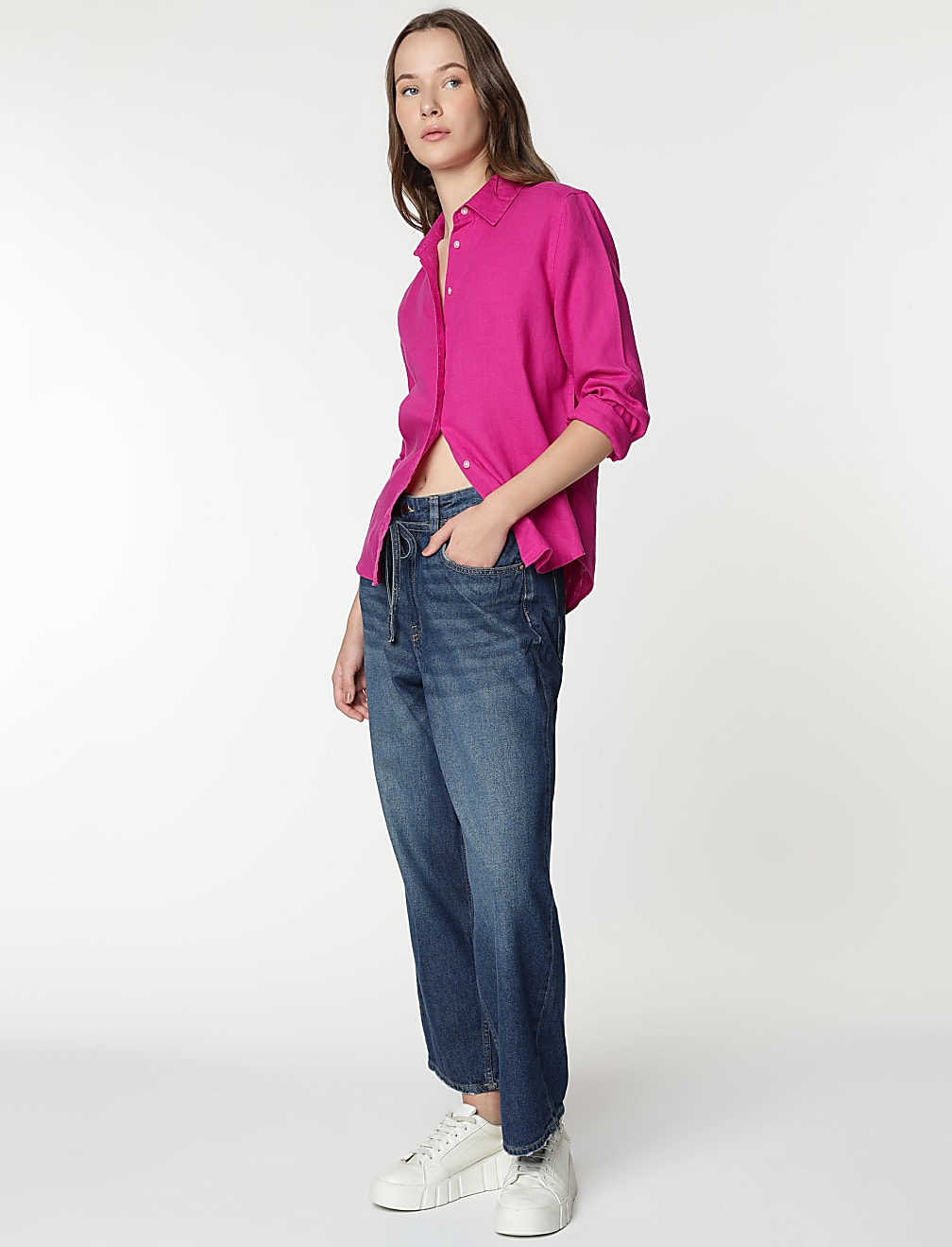 Pure Linen Spread Collar Shirt