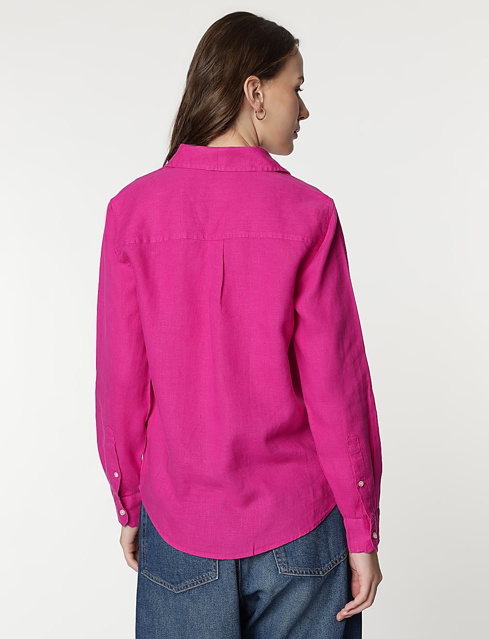 Pure Linen Spread Collar Shirt