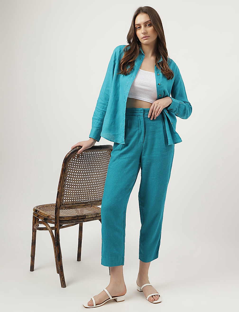 Pure Linen Spread Collar Shirt