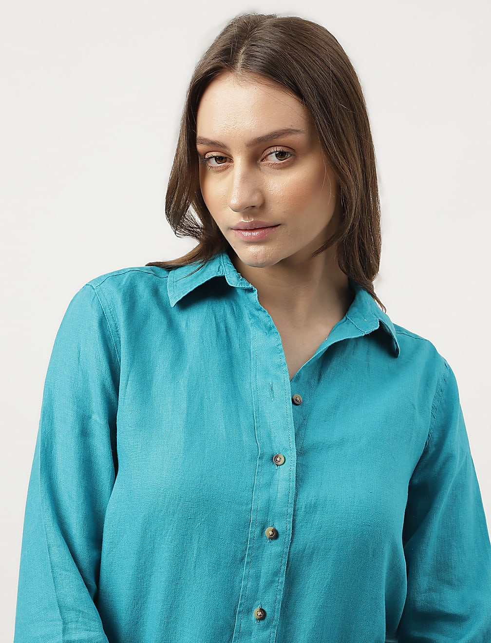 Pure Linen Spread Collar Shirt