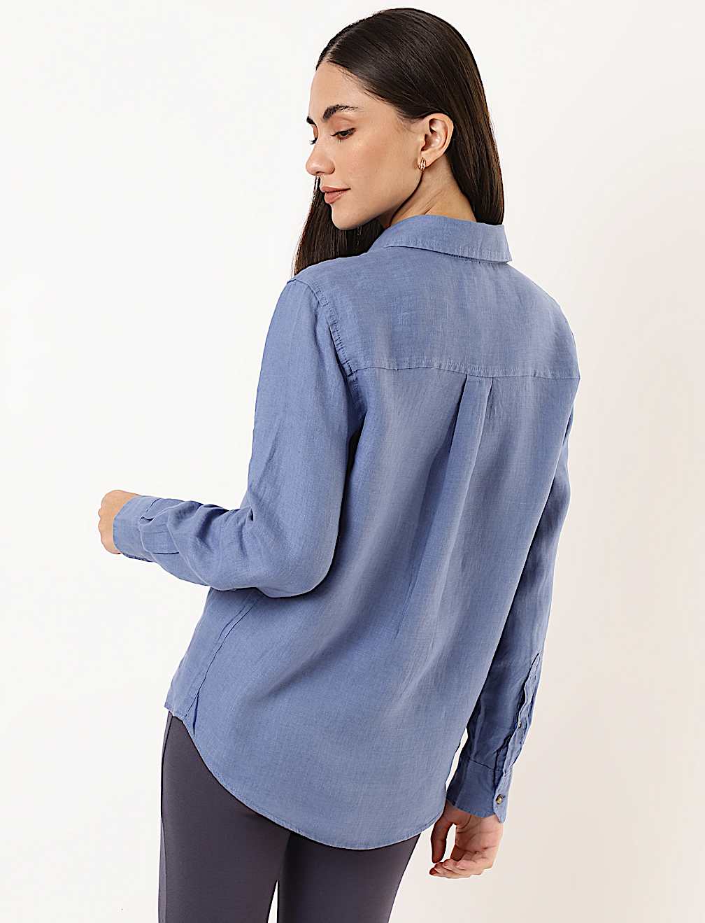 Pure Linen Spread Collar Shirt