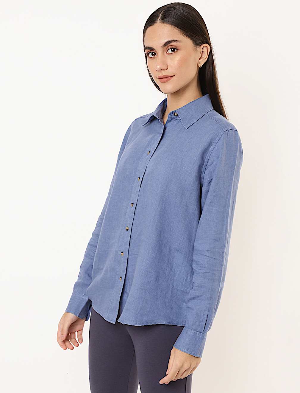 Pure Linen Spread Collar Shirt