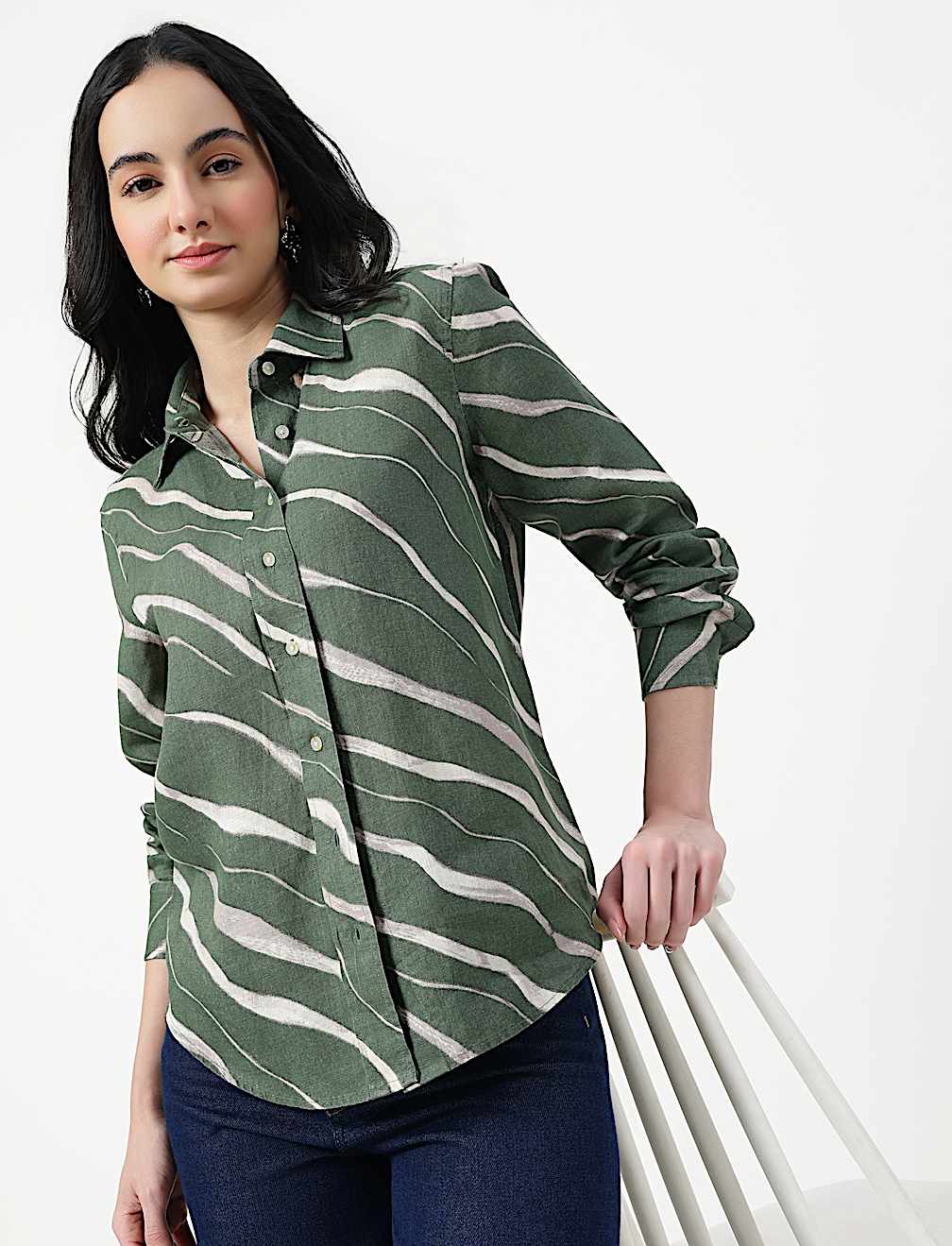 Pure Linen Spread Collar Shirt