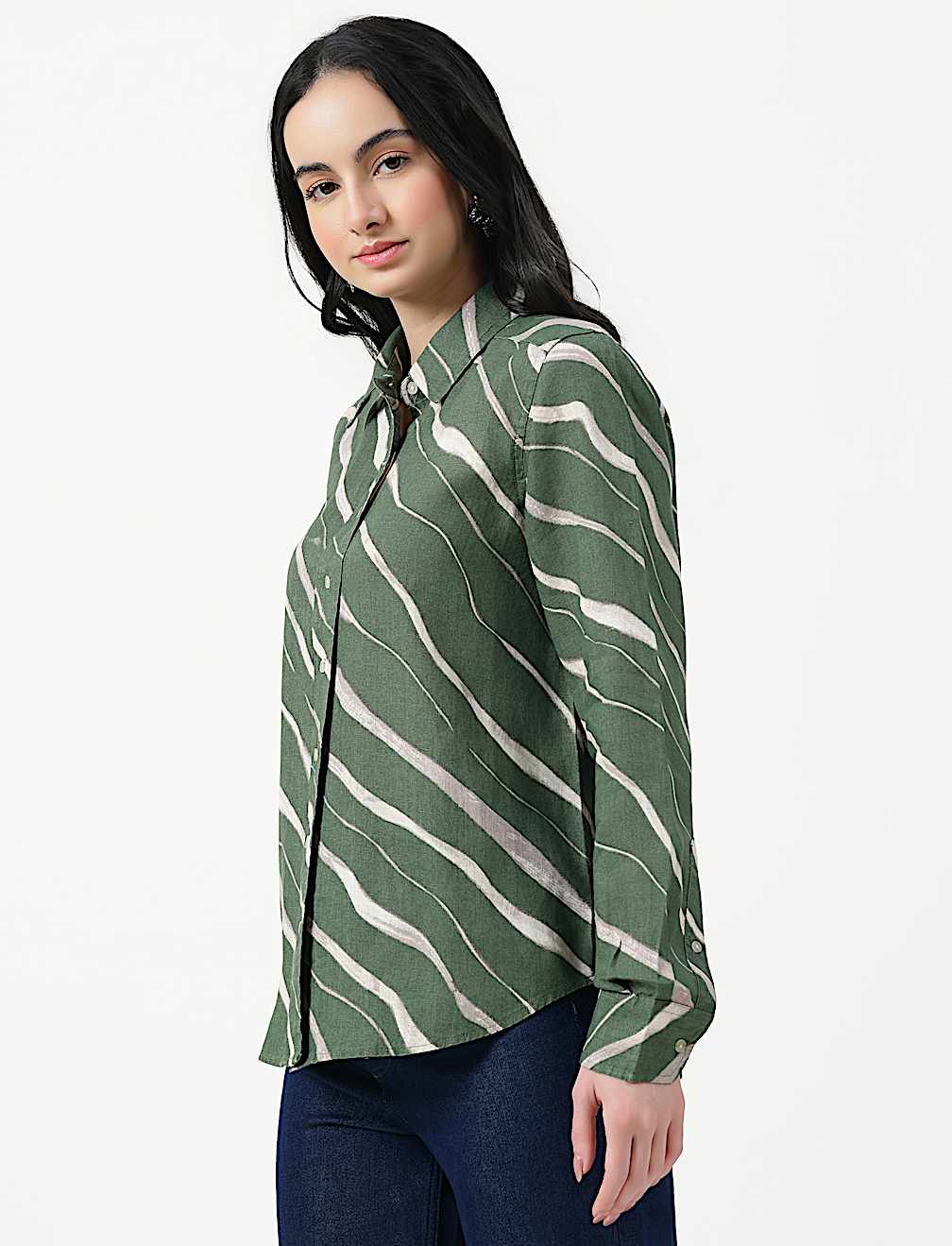 Pure Linen Spread Collar Shirt