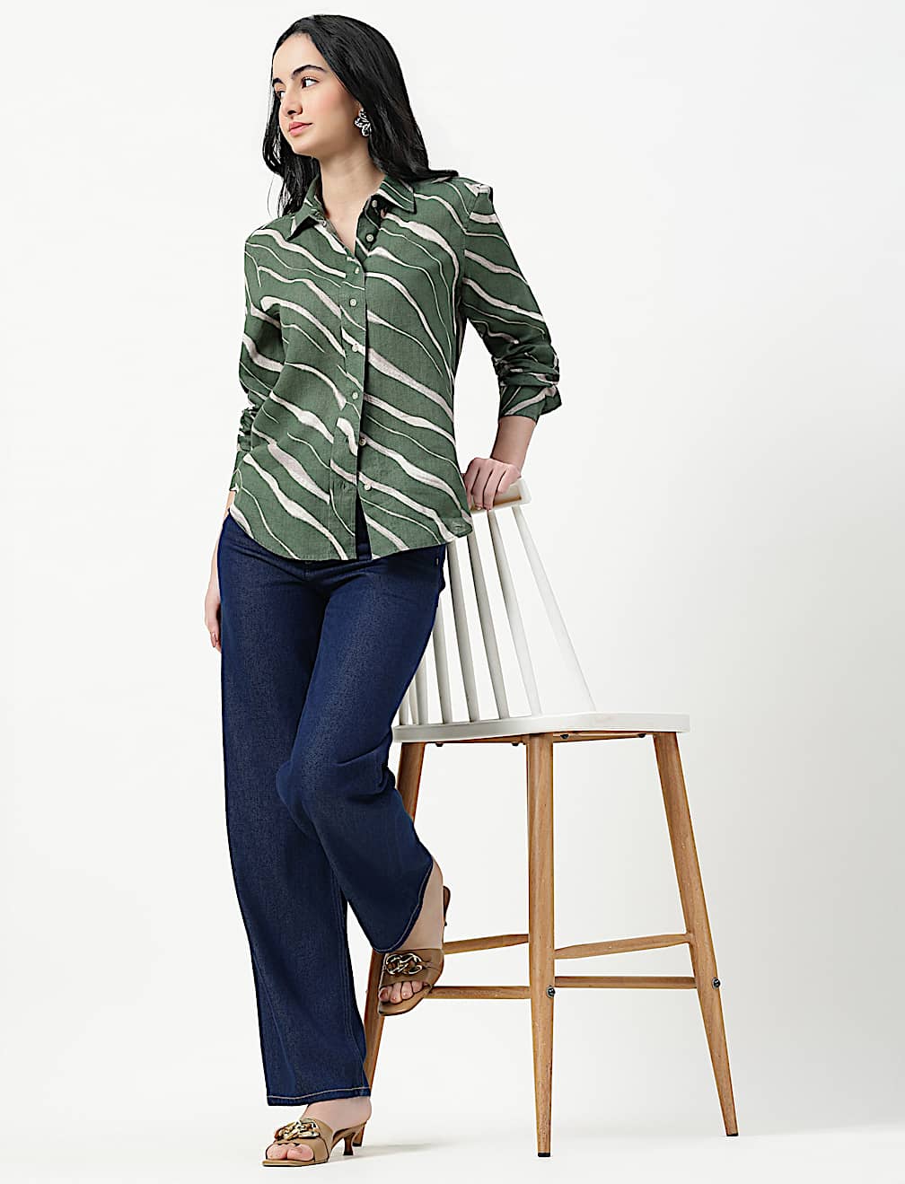 Pure Linen Spread Collar Shirt