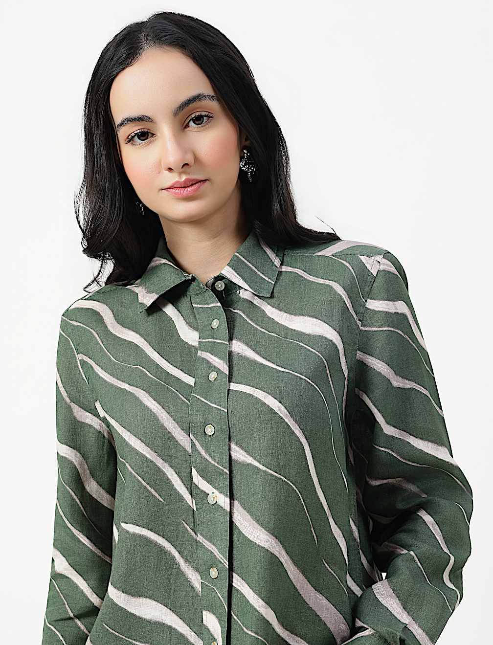 Pure Linen Spread Collar Shirt