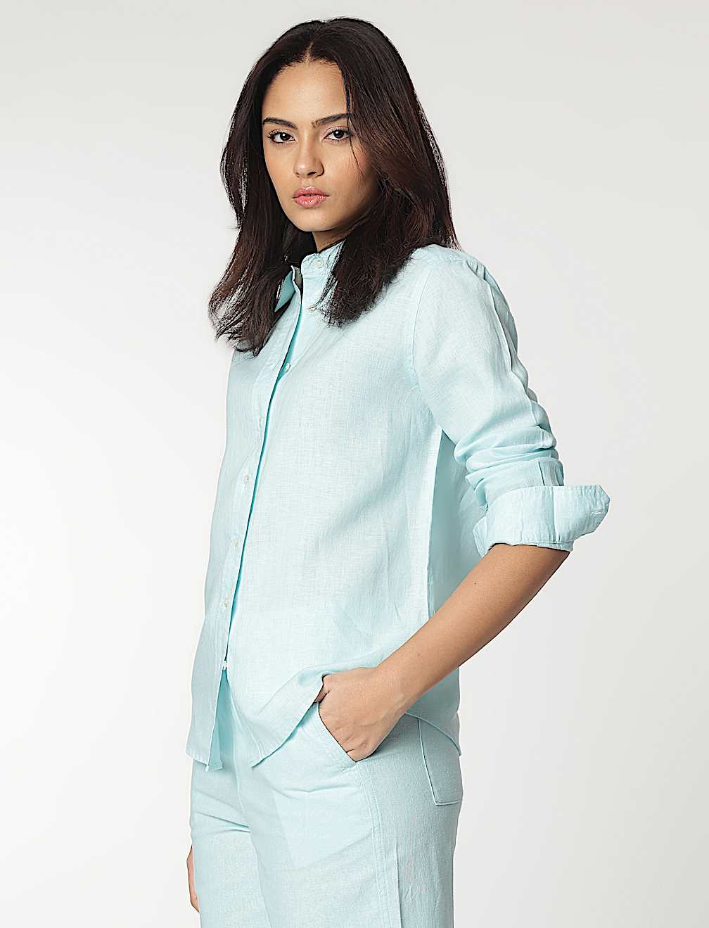 Pure Linen Spread Collar Shirt
