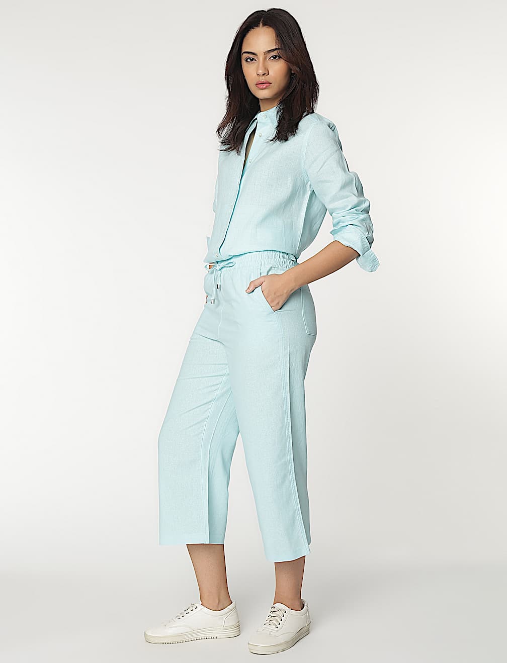 Pure Linen Spread Collar Shirt