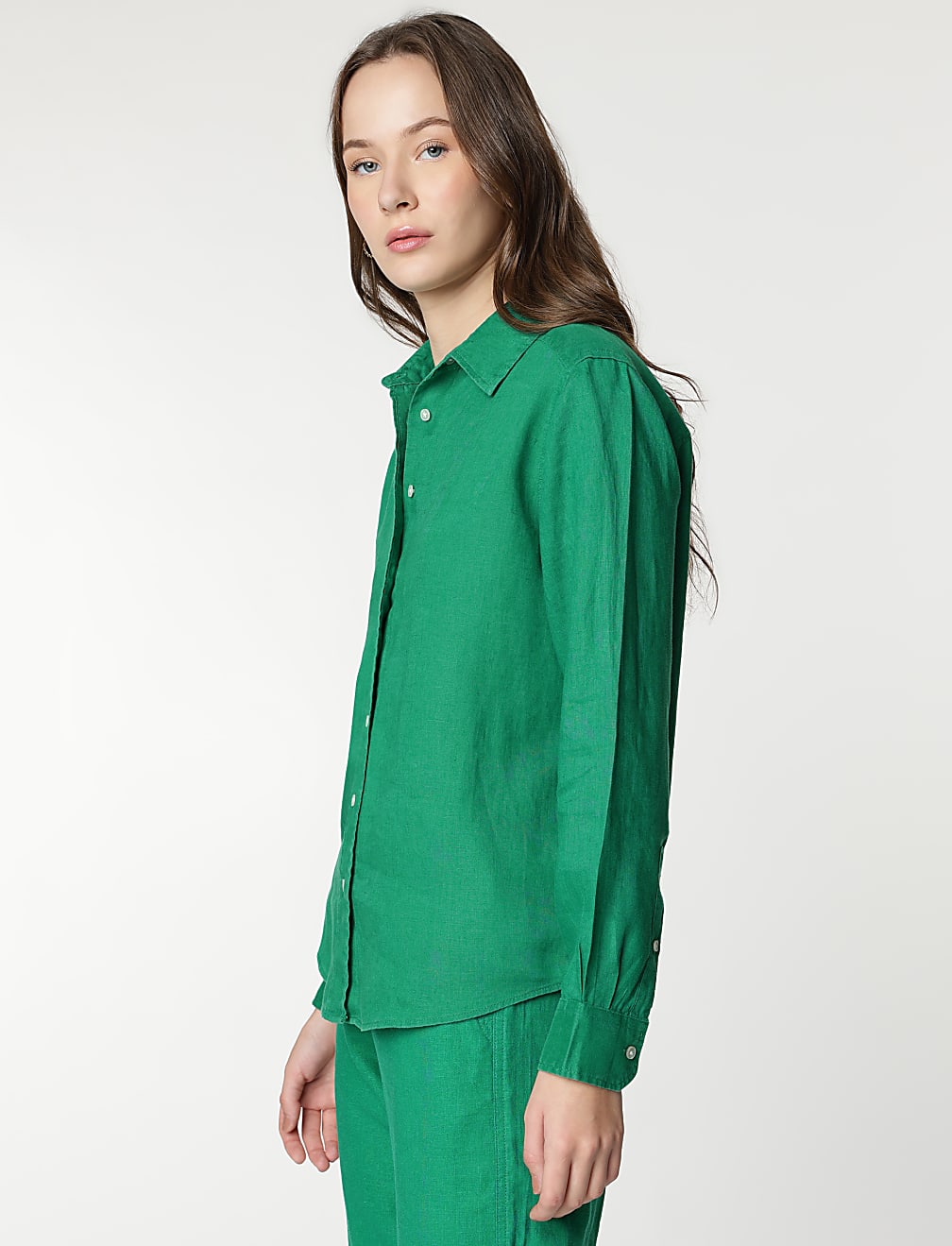 Pure Linen Spread Collar Shirt