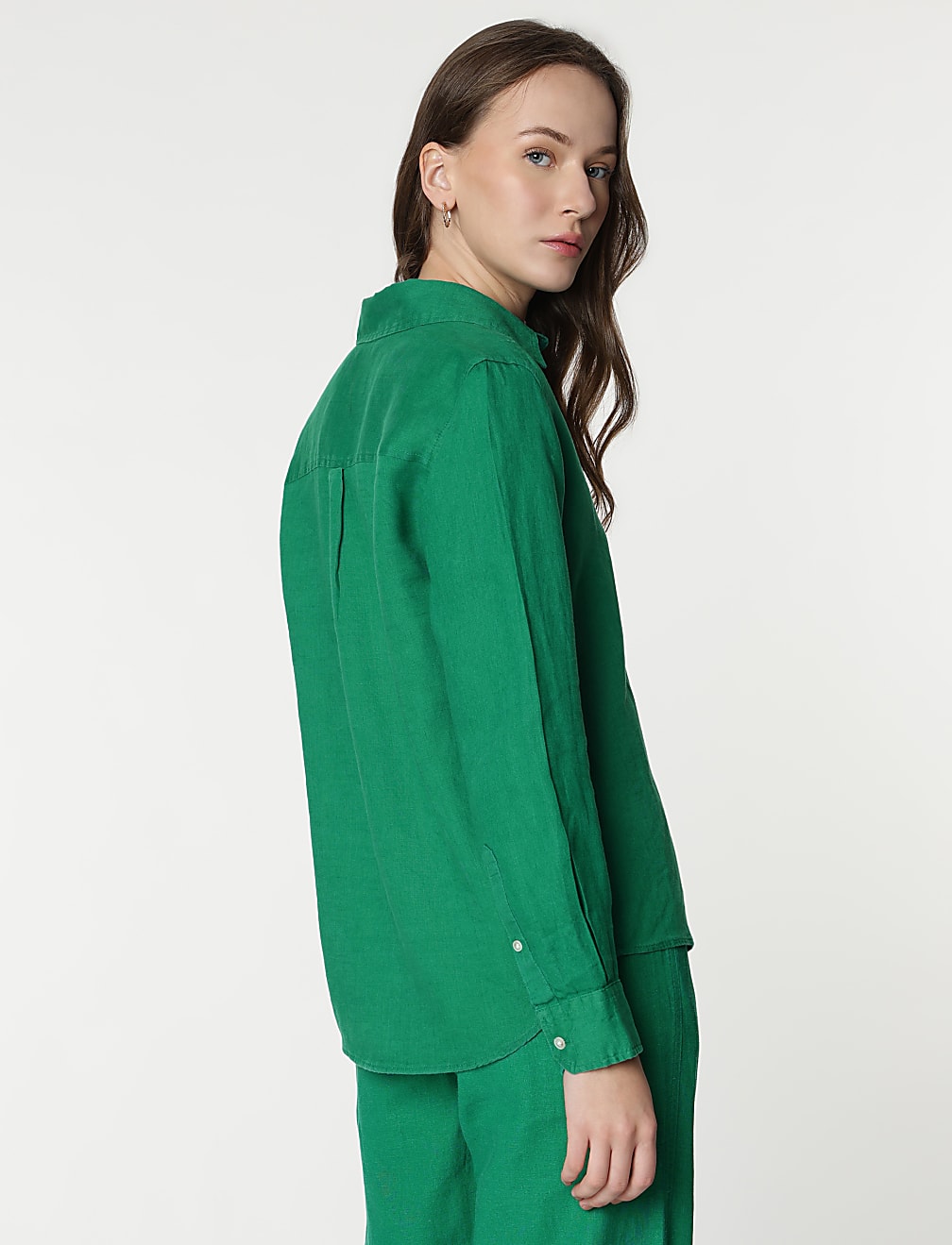 Pure Linen Spread Collar Shirt