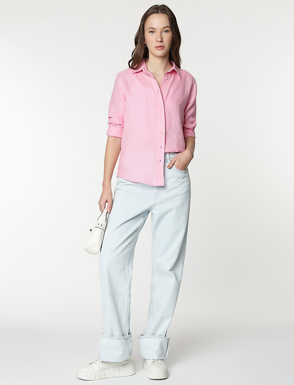 Pure Linen Spread Collar Shirt