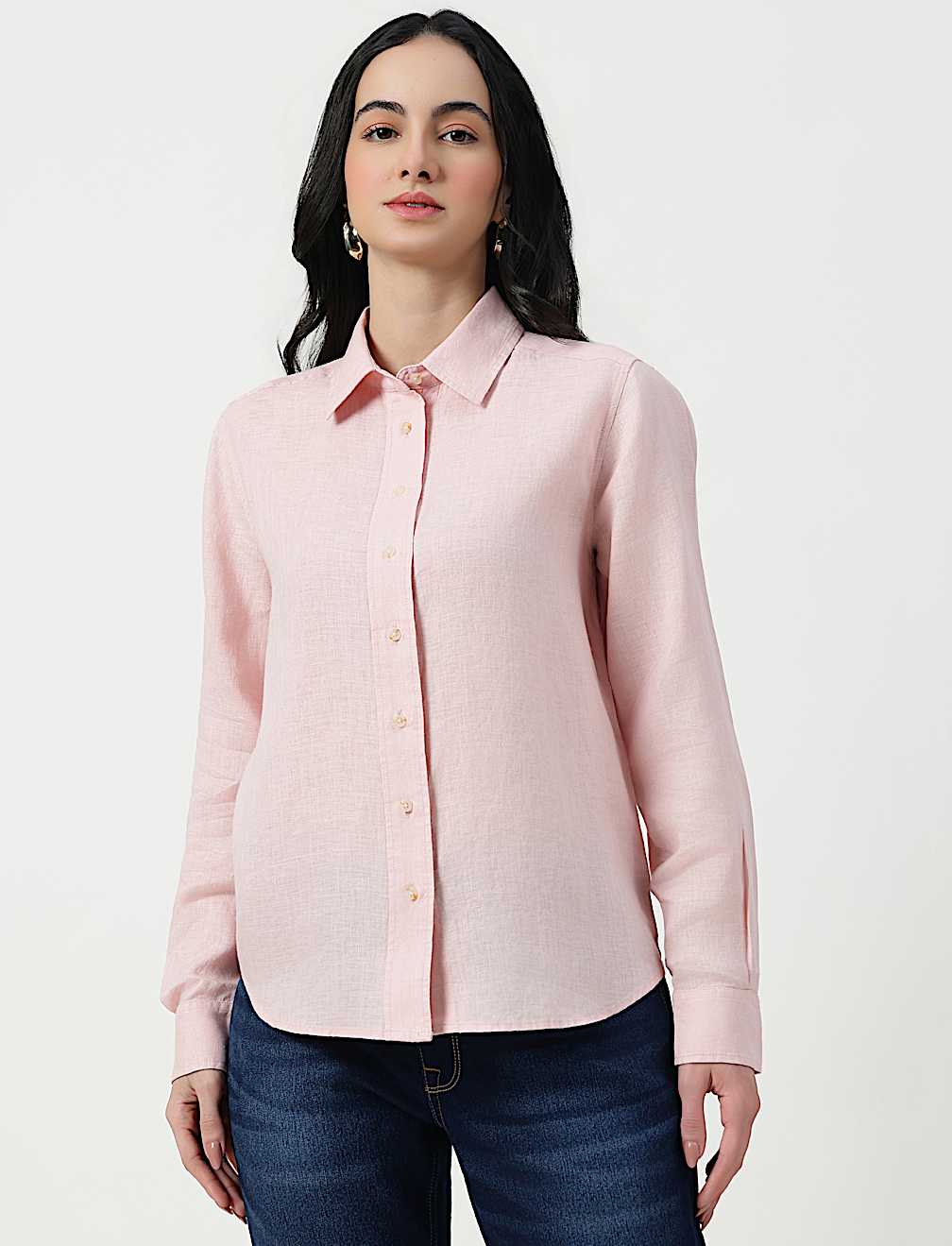 Pure Linen Spread Collar Shirt