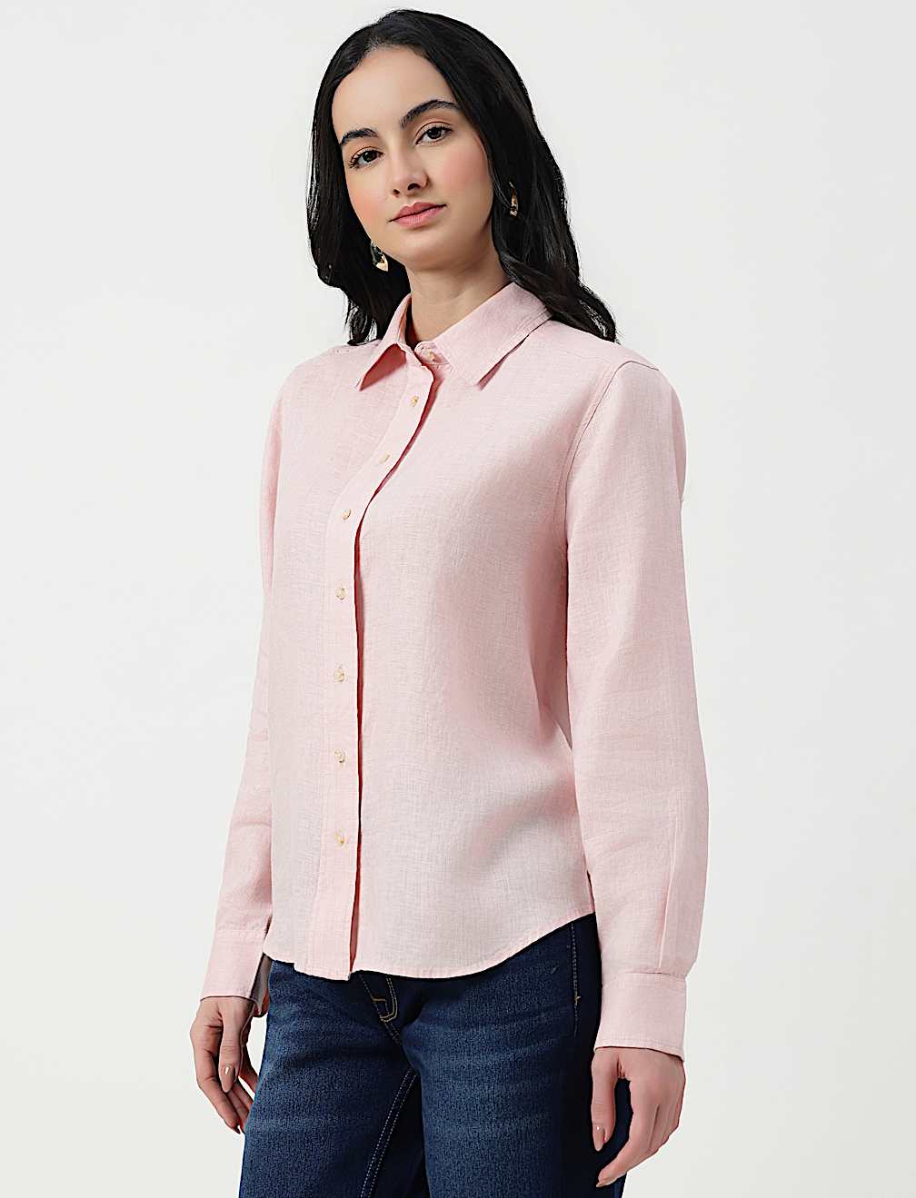 Pure Linen Spread Collar Shirt