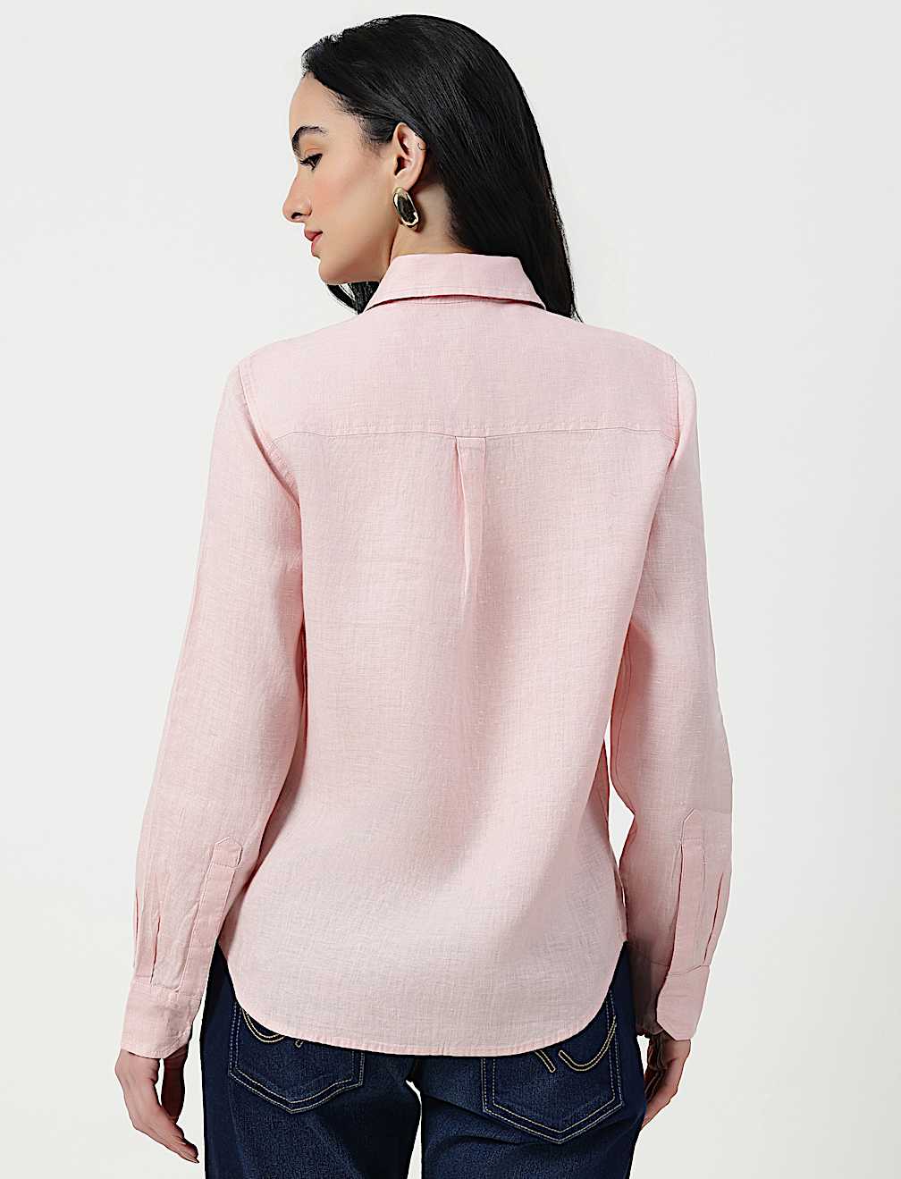 Pure Linen Spread Collar Shirt