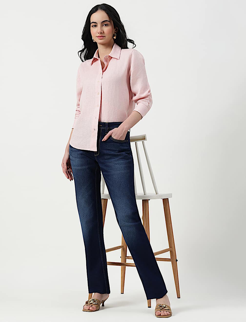 Pure Linen Spread Collar Shirt