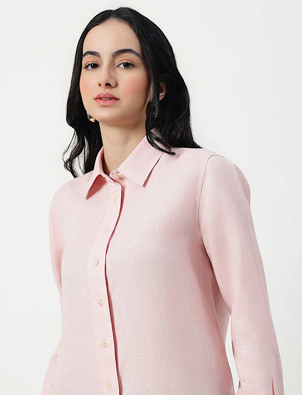 Pure Linen Spread Collar Shirt