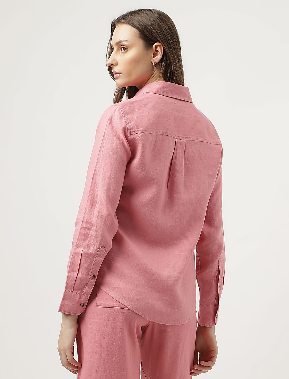 Pure Linen Spread Collar Shirt