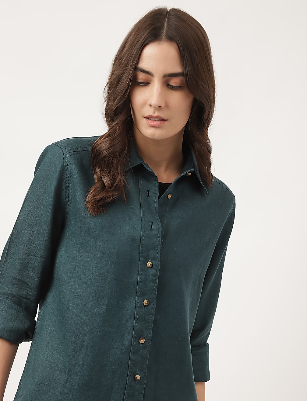 Pure Linen Spread Collar Shirt