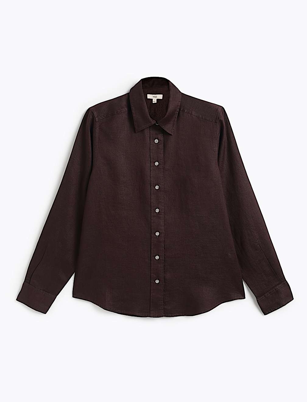 Pure Linen Plain Spread Collar Shirt