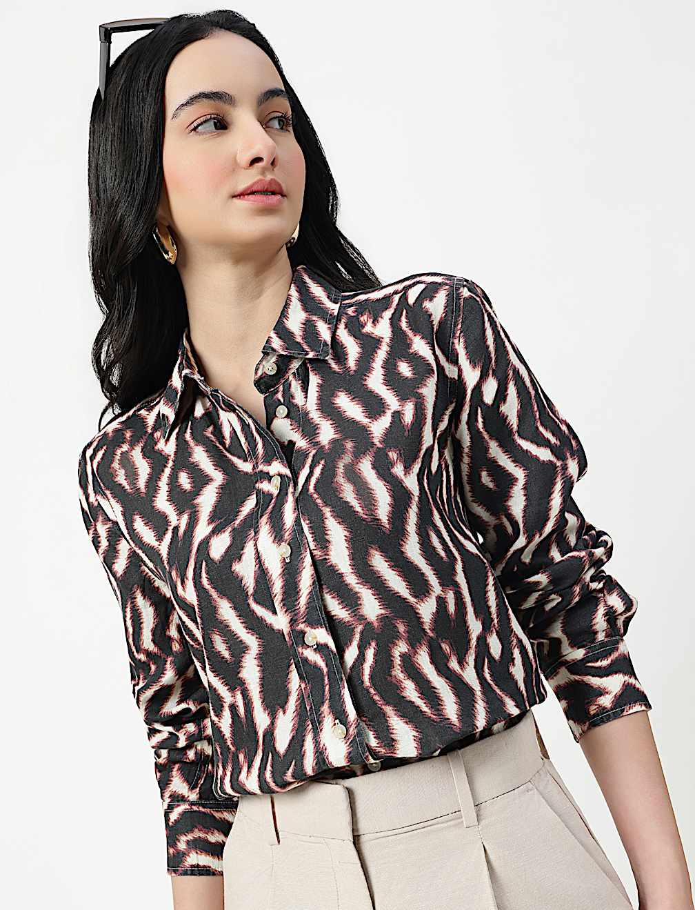 Pure Linen Spread Collar Shirt