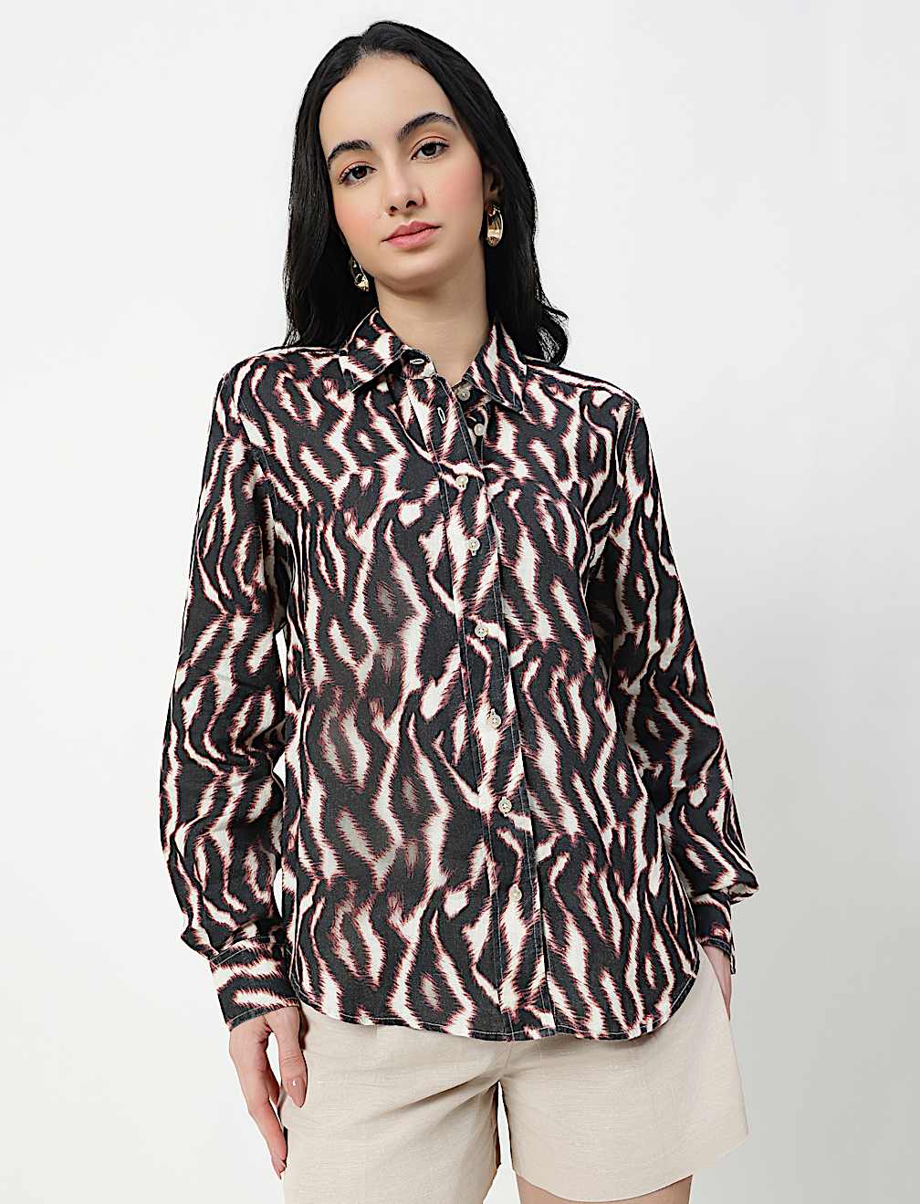 Pure Linen Spread Collar Shirt