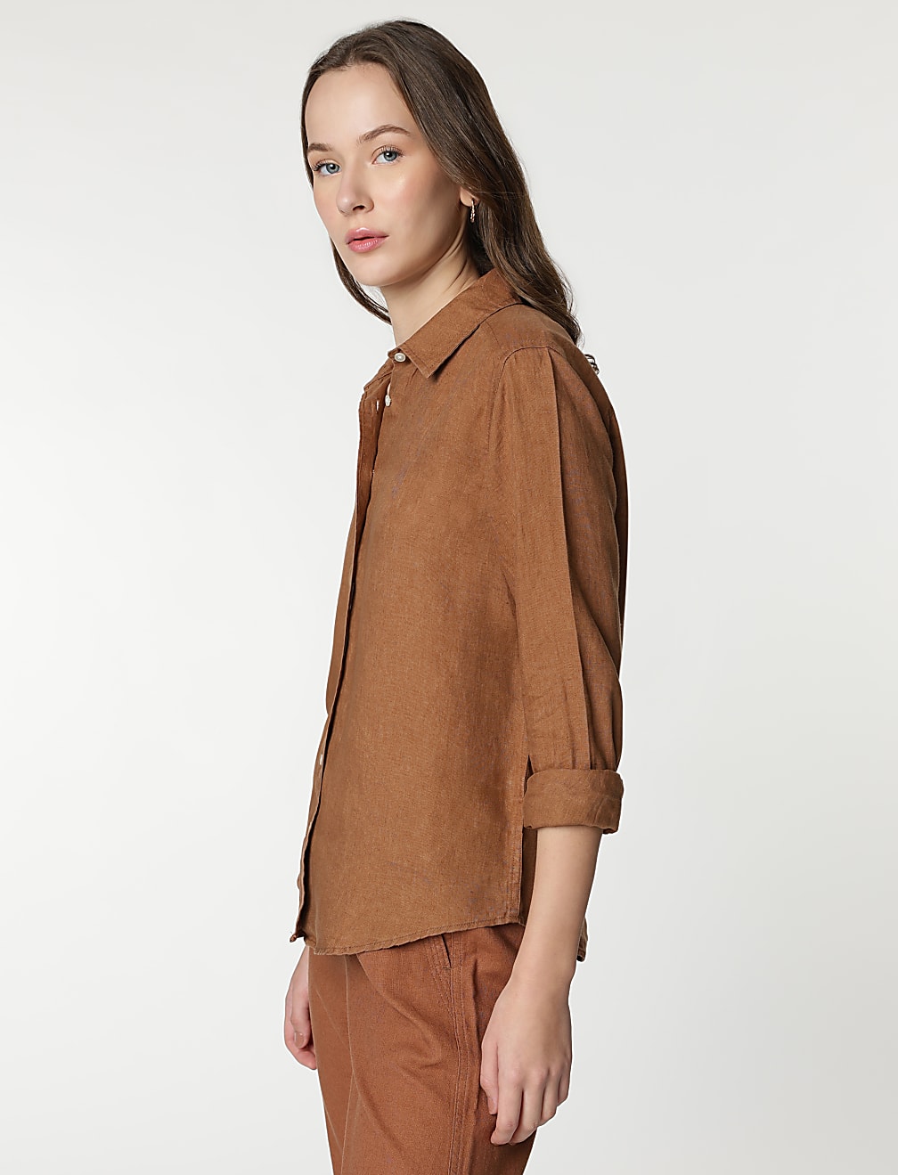 Pure Linen Spread Collar Shirt