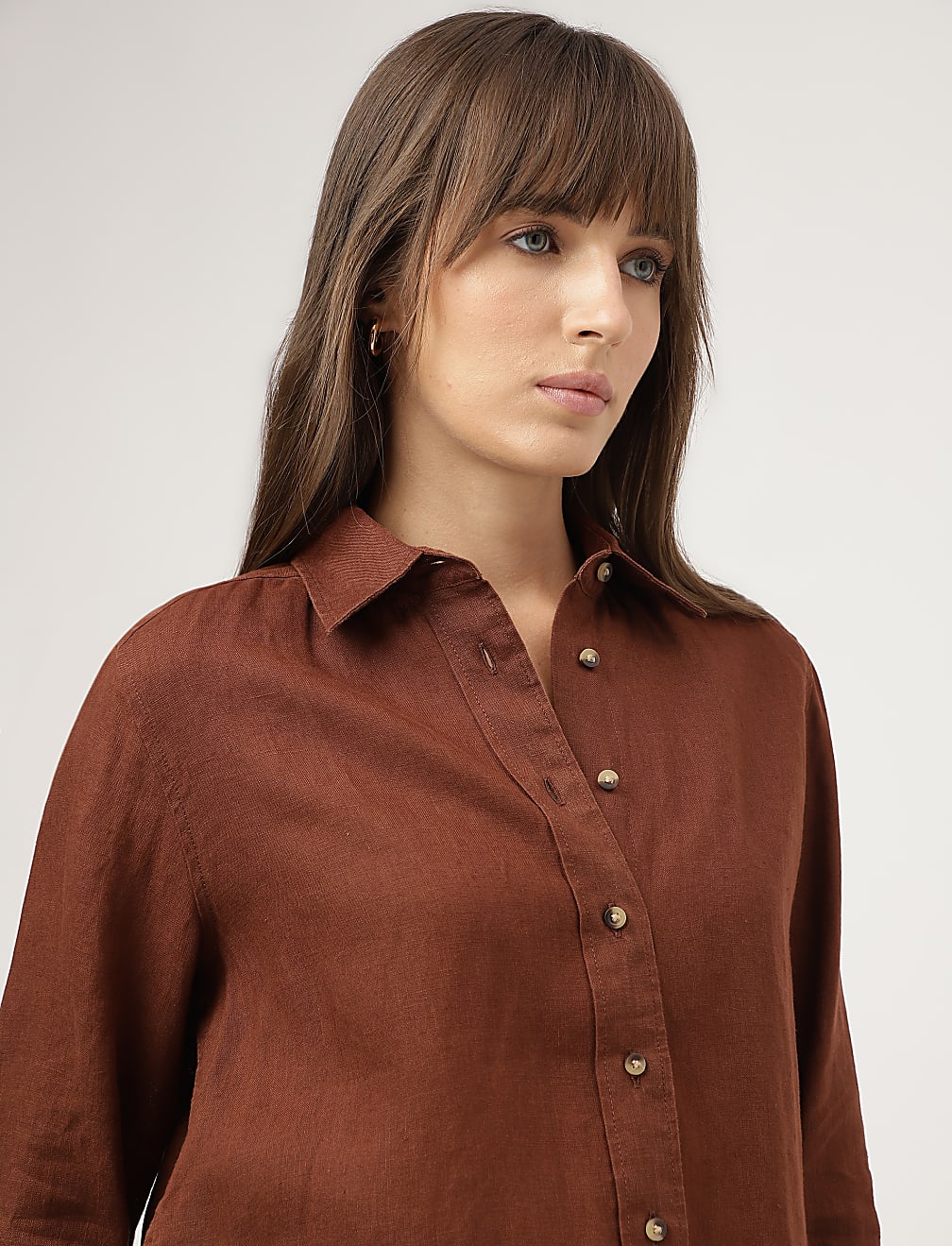 Pure Linen Spread Collar Shirt
