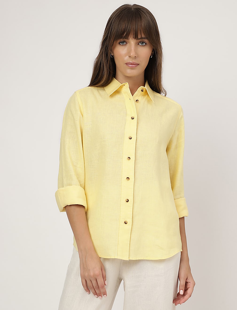 Pure Linen Spread Collar Shirt
