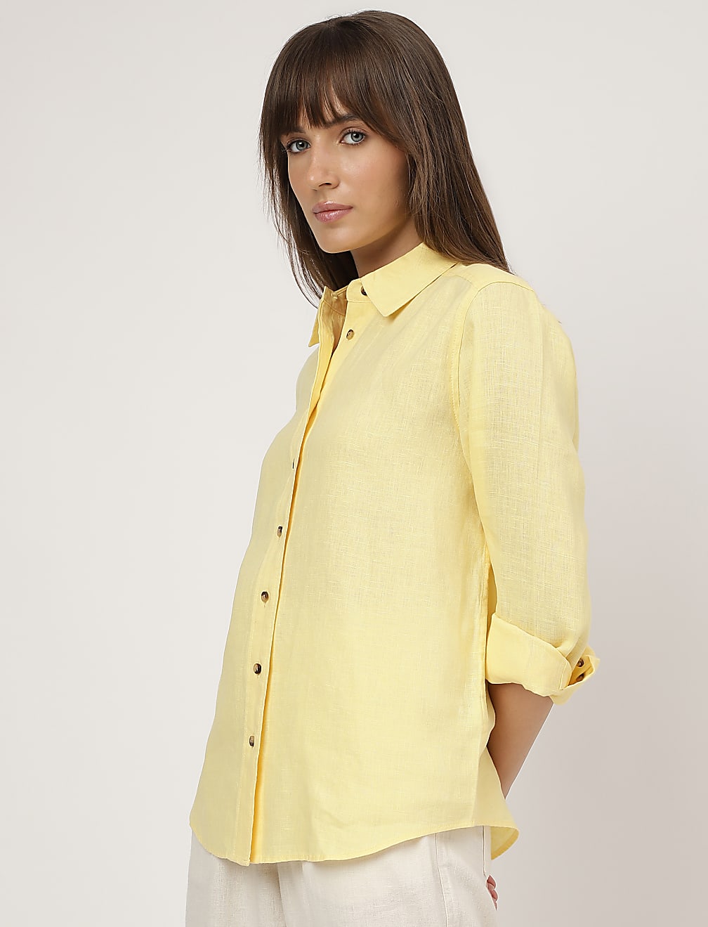 Pure Linen Spread Collar Shirt