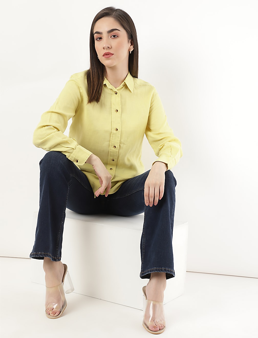 Pure Linen Spread Collar Shirt