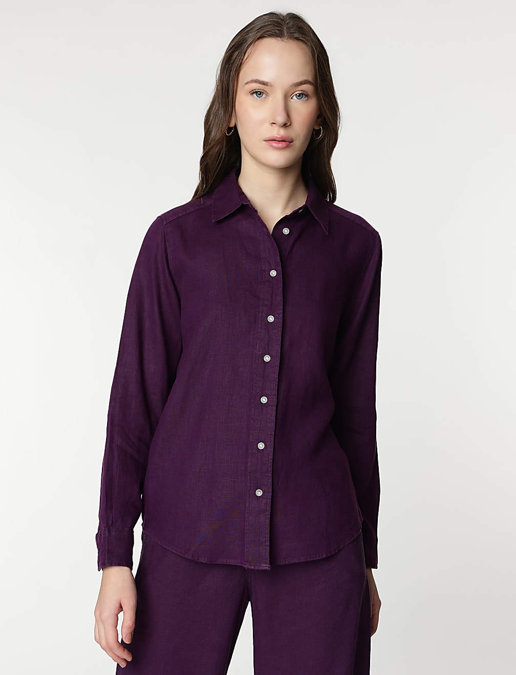 Pure Linen Spread Collar Shirt
