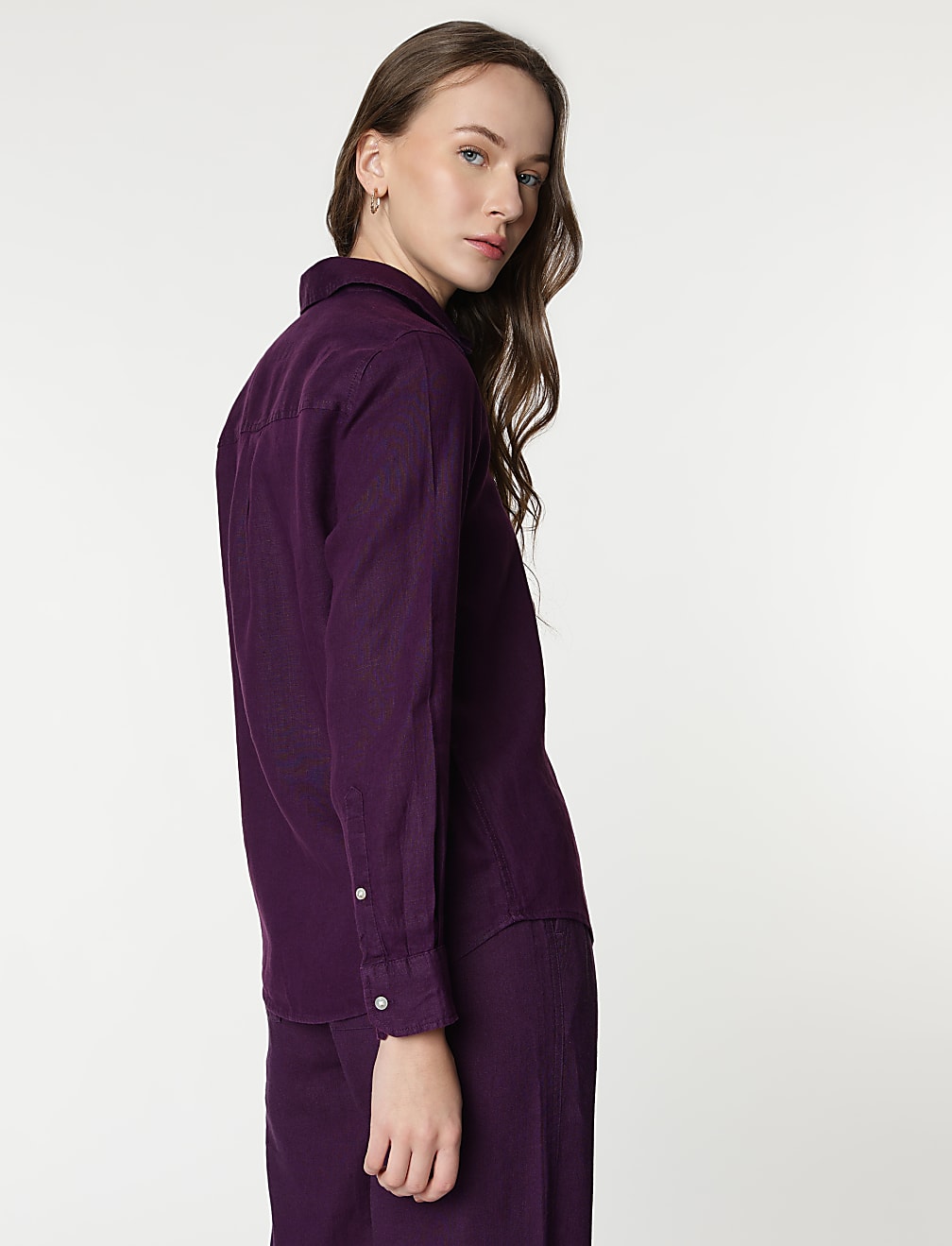 Pure Linen Spread Collar Shirt