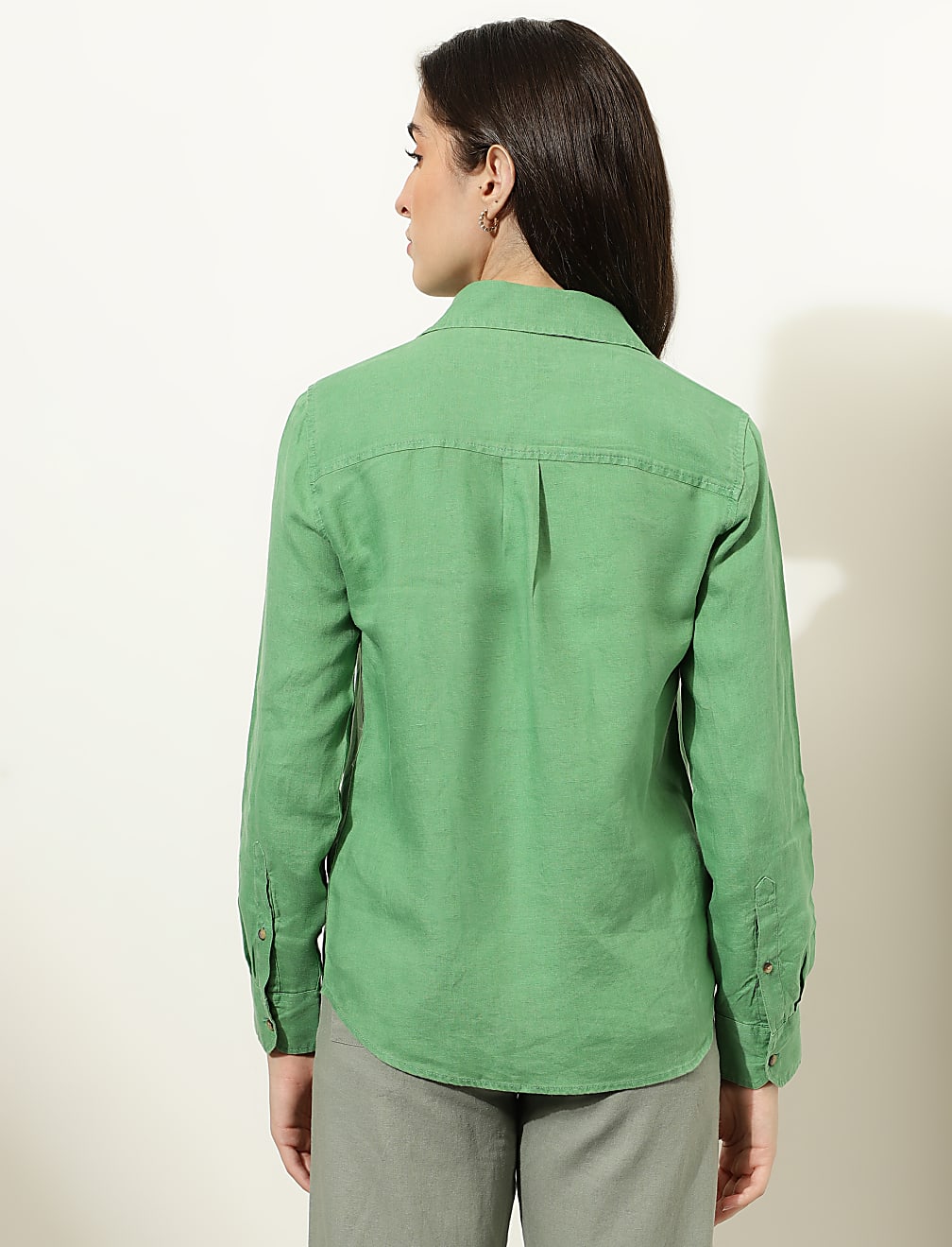 Pure Linen Spread Collar Shirt