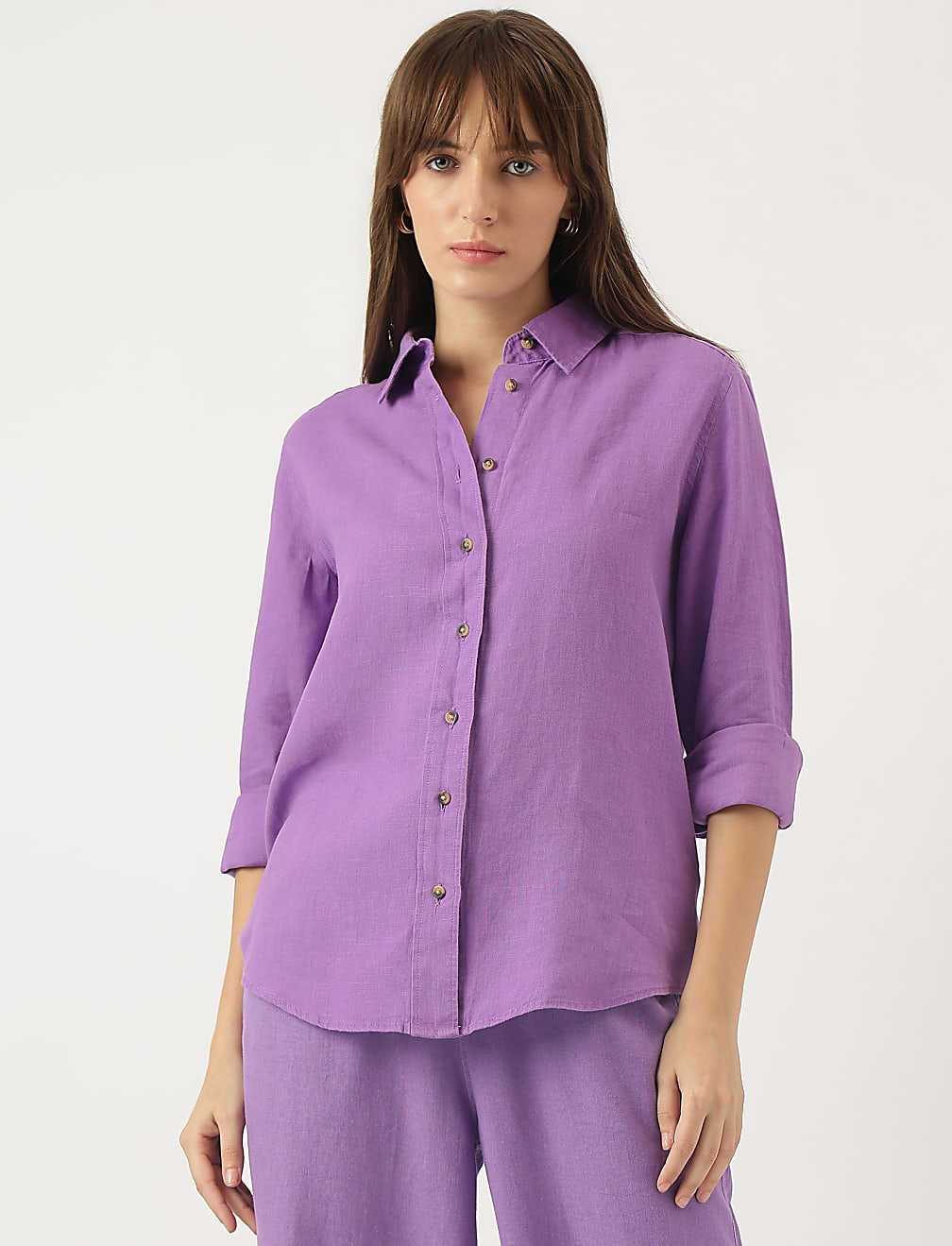 Pure Linen Spread Collar Shirt