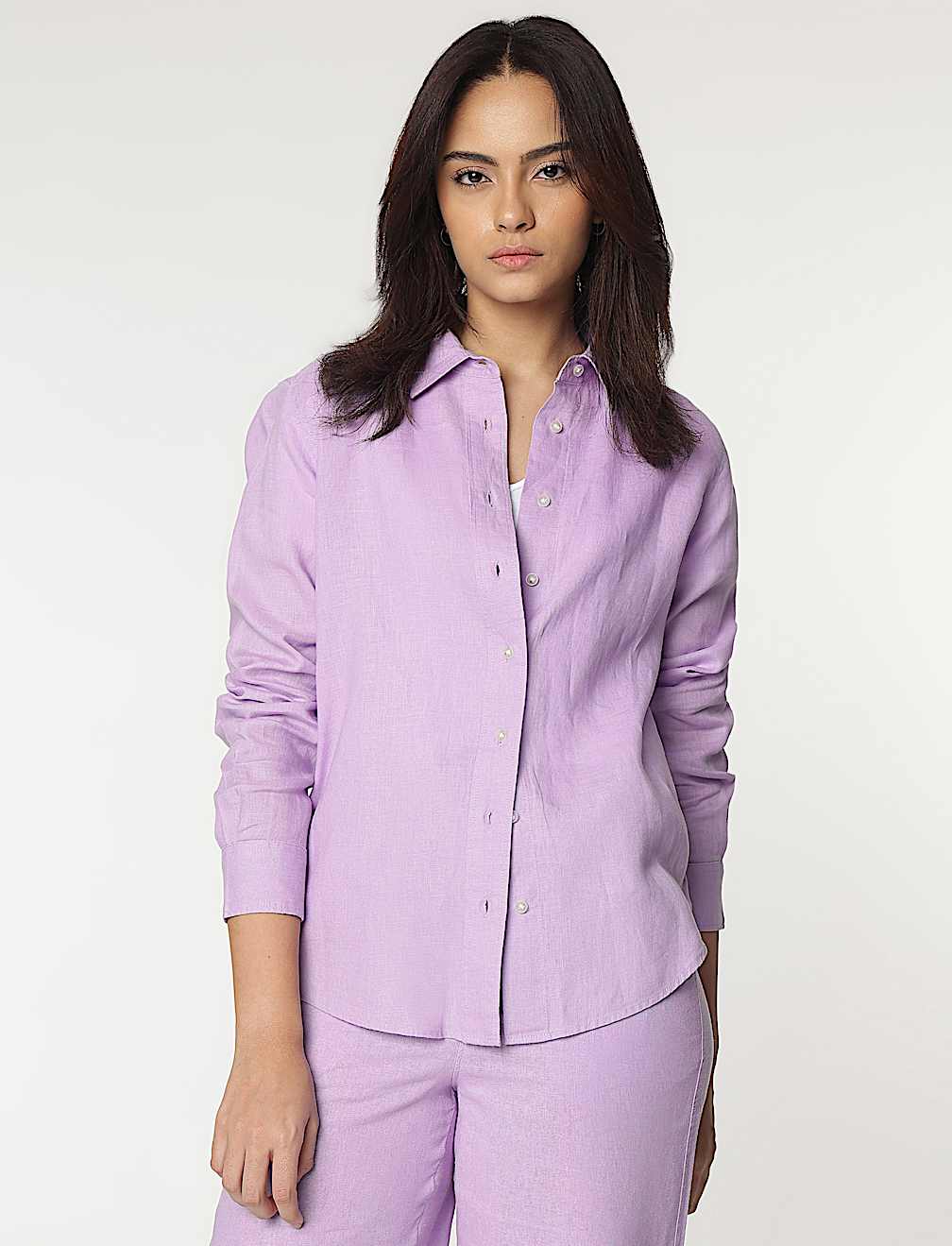 Pure Linen Spread Collar Shirt