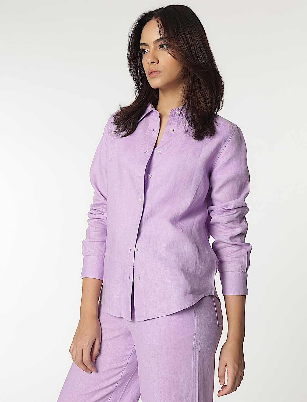 Pure Linen Spread Collar Shirt