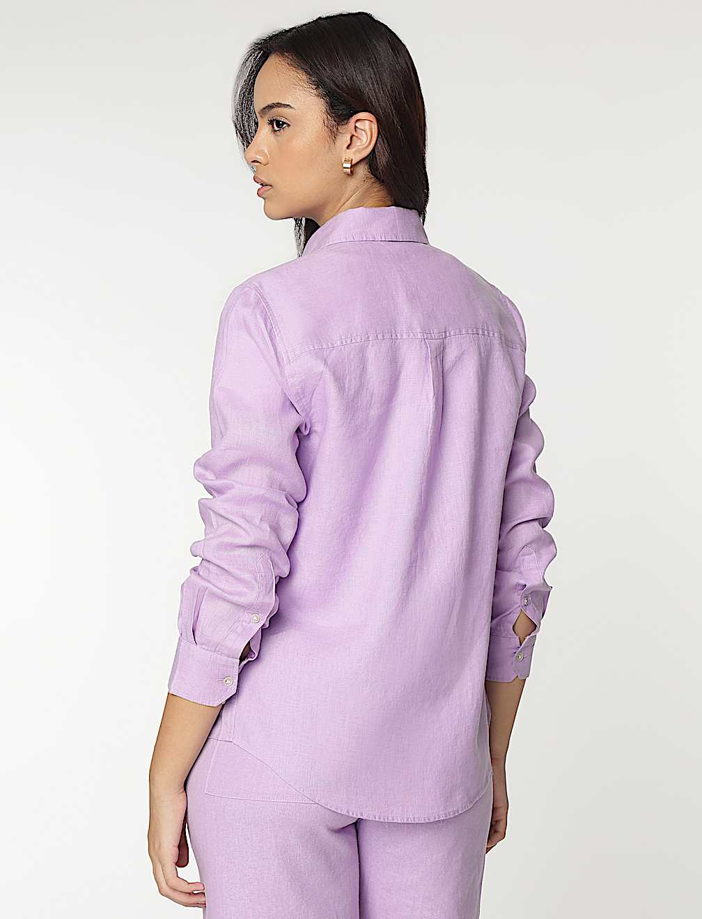 Pure Linen Spread Collar Shirt
