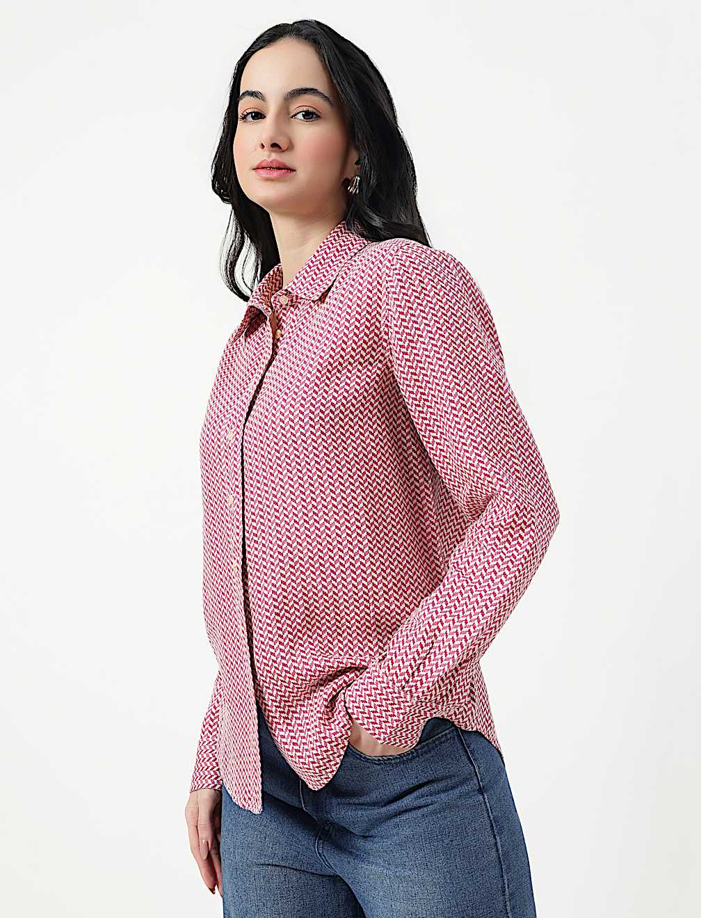 Pure Linen Spread Collar Shirt