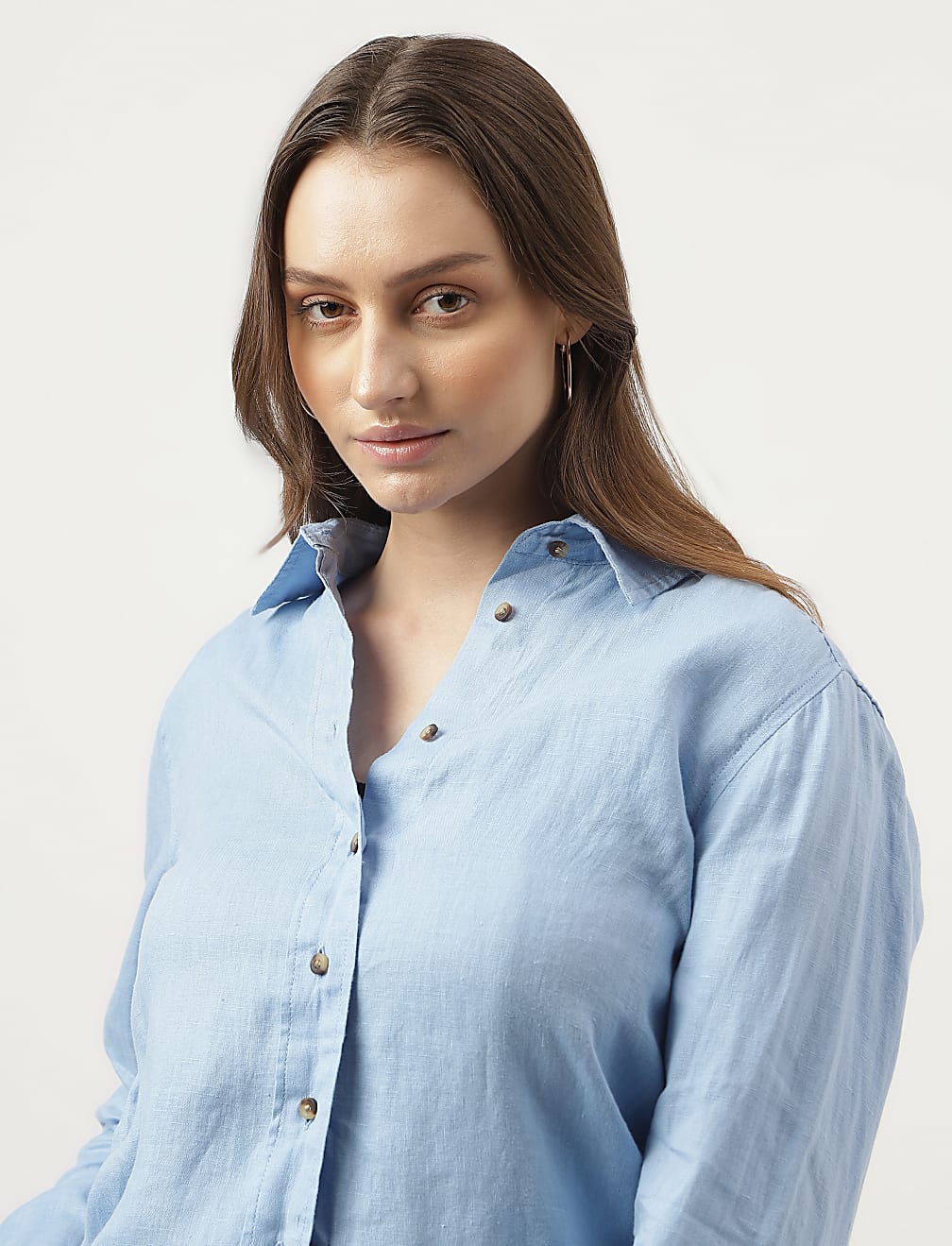 Pure Linen Spread Collar Shirt